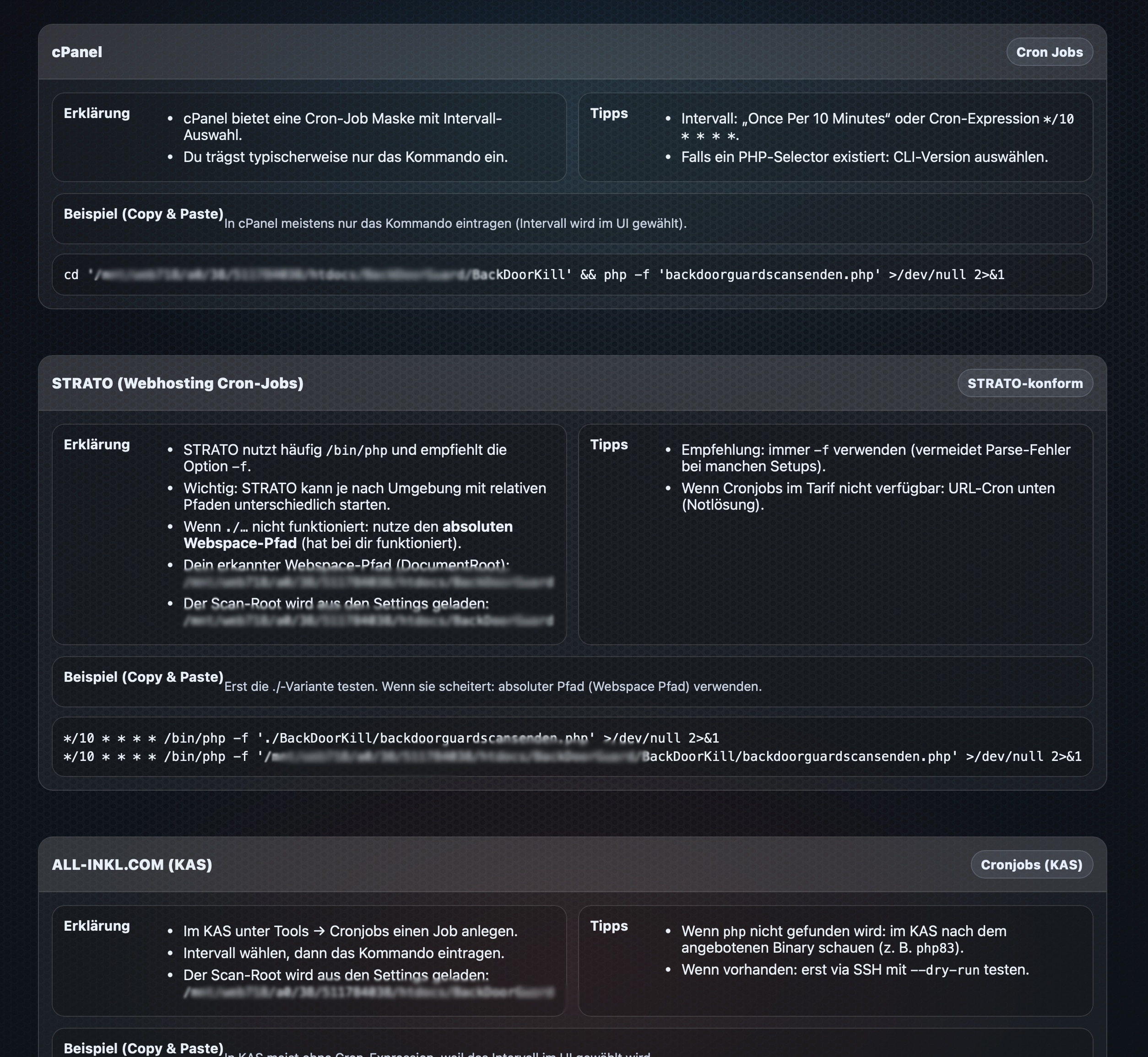 Cron-Job Einstellungen beim Hoster