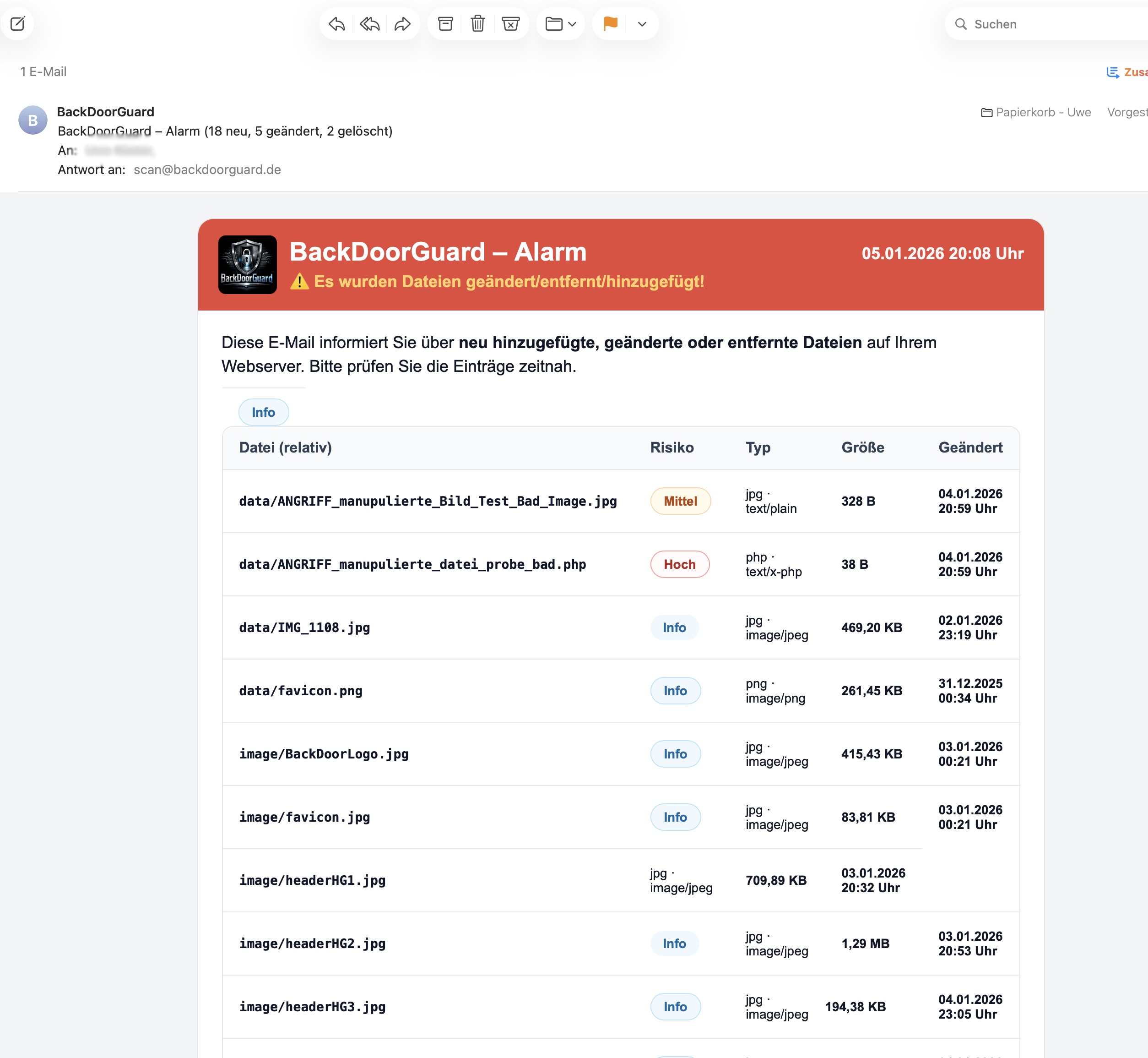 Beispiel: Scan-Bericht per E-Mail